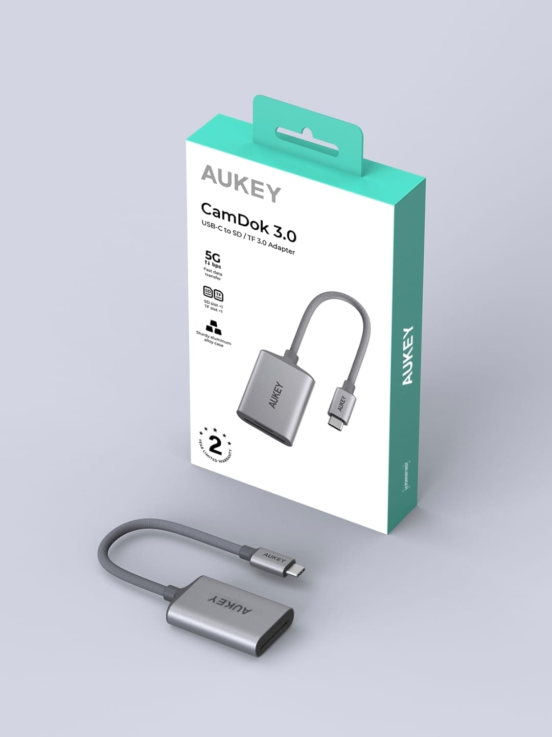 أوكي كام دوك ، محول بيانات USB-C إلى SD/TF 3.0‎ ، 5 جيجابايت/ثانية ، طول 10سم ،UH-C01 ، ضمان عامين