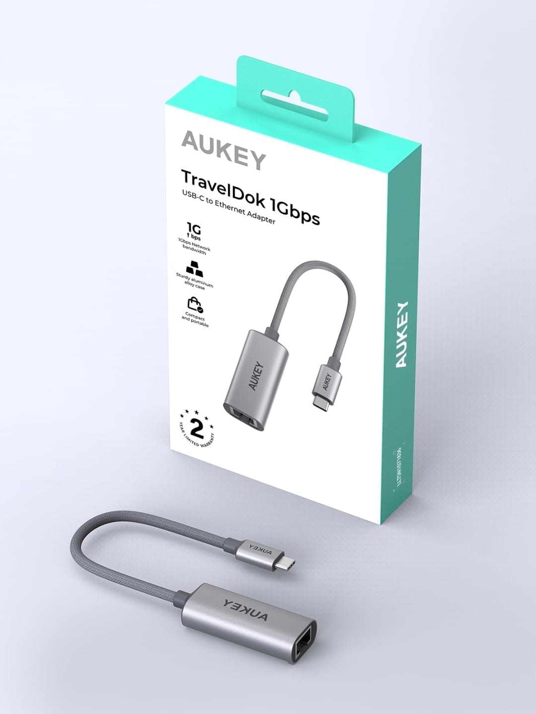 أوكي ترافيل دوك ، محول بيانات USB-C إلى كيبل شبكة Ethernet بسرعة تصل الى 1جيجابايت/ثانية ، طول 10سم ،UH-E01 ، ضمان عامين