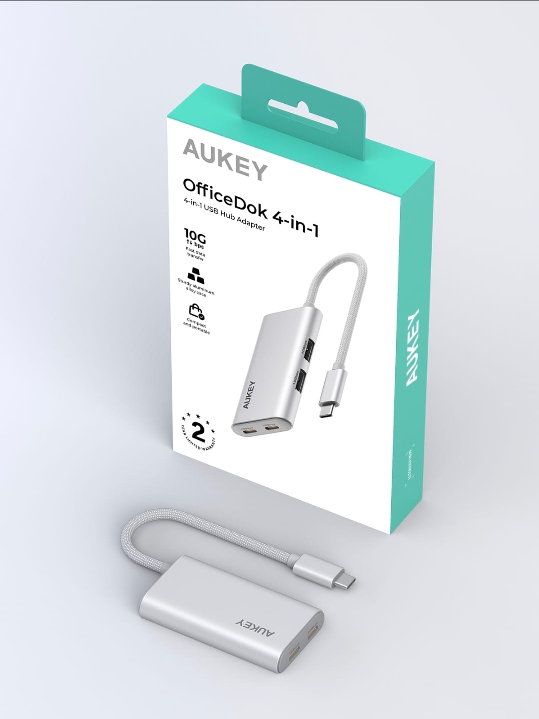 أوكي أوفيس دوك 4 في1 محول بيانات ، (2xUSB-A , 2xUSB-C) 10 جيجابايت في الثانية ، ضمان عامين